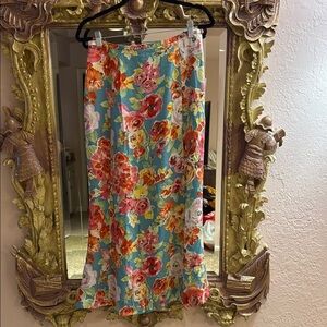 100% silk floral maxi with mermaid hem